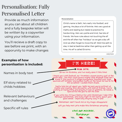 Elf on the Shelf Interactive Arrival Letter - Personalised A3 Display Board