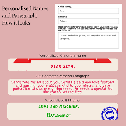 Elf on the Shelf Interactive Arrival Letter - Personalised A3 Display Board