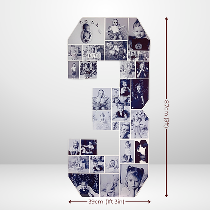 3ft Large Photo Collage Numbers - Personalised Decor Birthday Gift