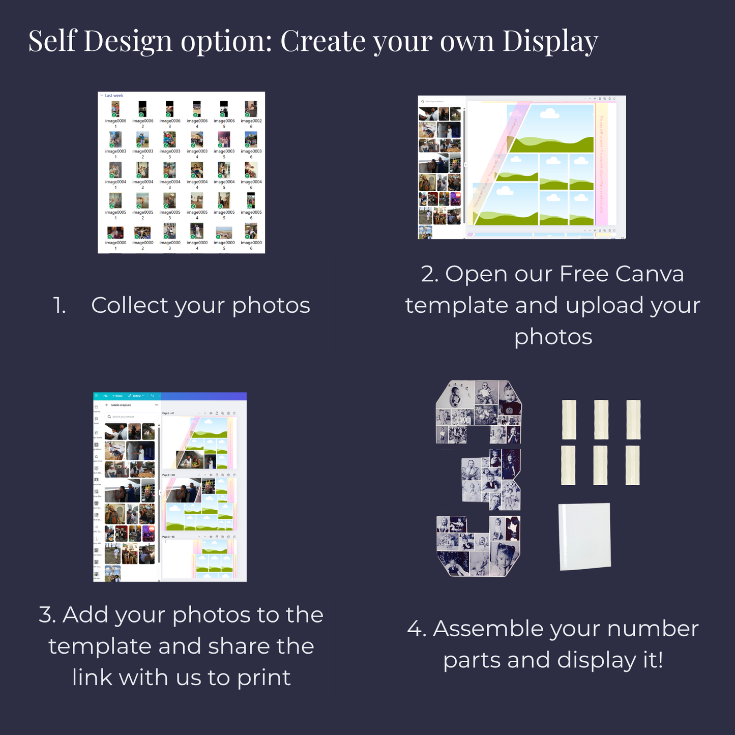 3ft Large Photo Collage Numbers - Personalised Decor Birthday Gift